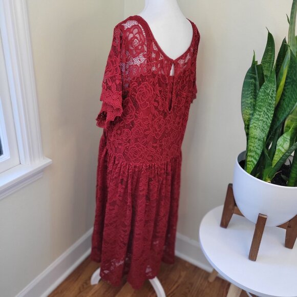 Torrid Red Mini Skater Dress Lace Fully Lined Short Ruffle Sleeve Women's 3X NWT - Picture 7 of 16